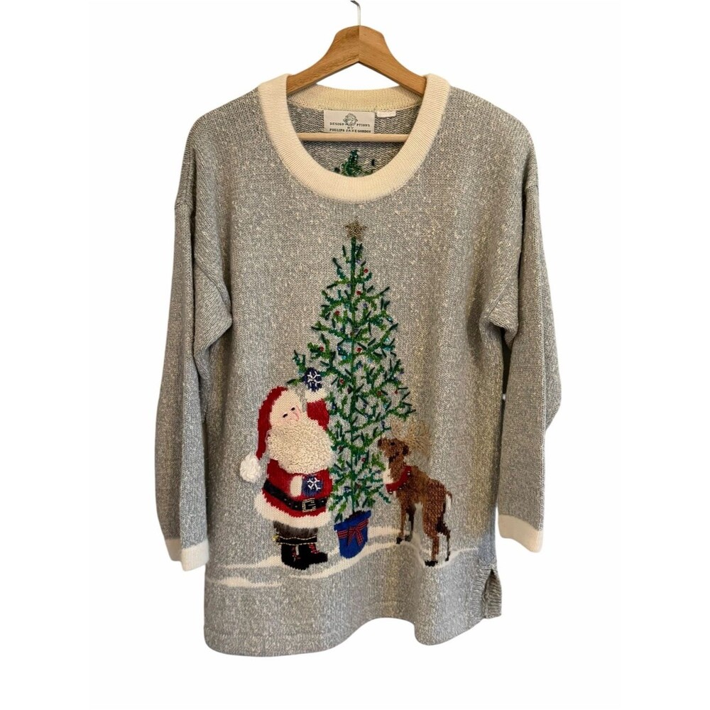 Vtg Design Options Philip & Jane Gordon Womens Christmas Sweater Size M/L Santa